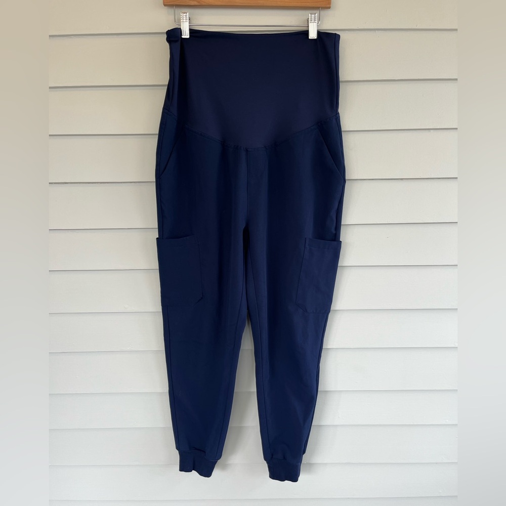 Mandala Navy Maternity Jogger Scrub Pants M Petite